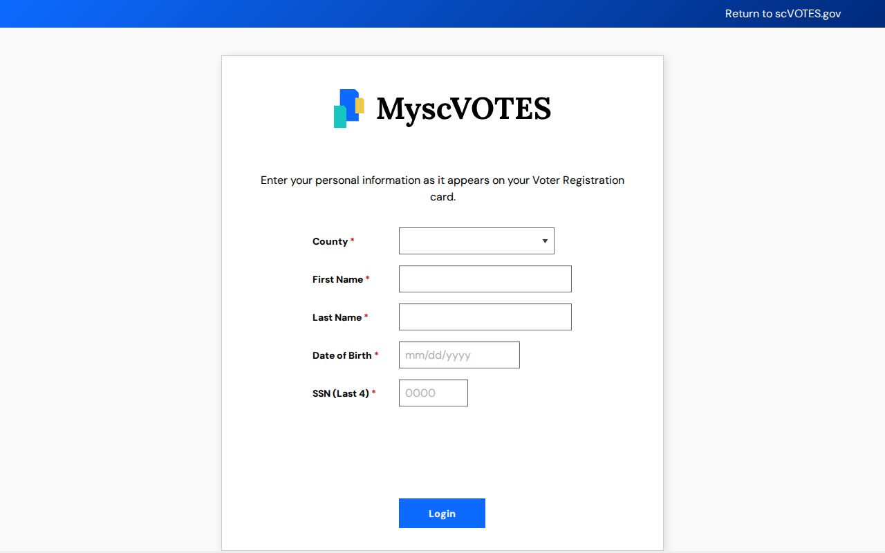 Greenville County residents directory MySCVotes voter information login