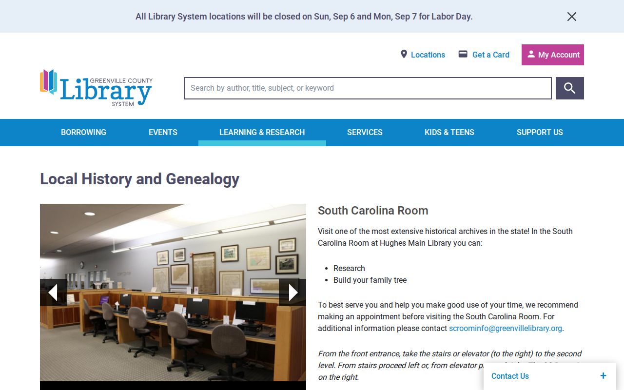 Greenville County residents directory South Carolina Room local history resources