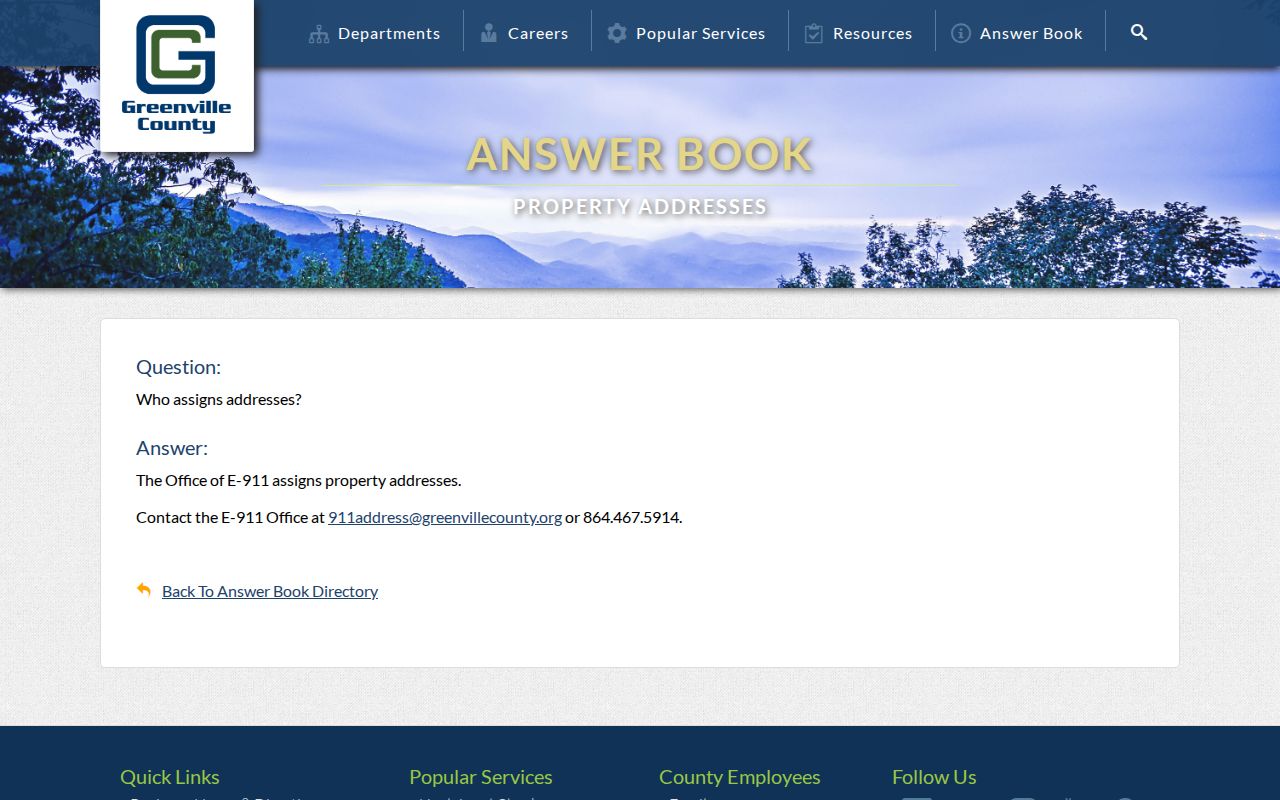 Greenville County ZIP code directory property-address information